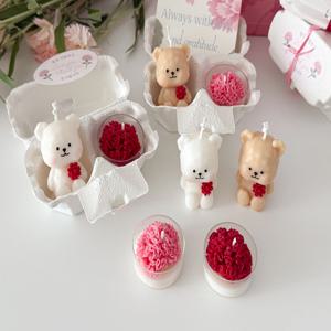 2구세트 곰돌이 카네이션 캔들 어버이날 스승의날 선물