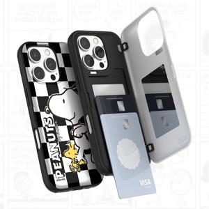 프렌즈 체크 패턴 럭키 네잎크로버 우정 투카드 포켓 카드 도어 휴대폰 범퍼 핸드폰 케이스