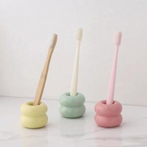 뚱카롱 세라믹 칫솔꽂이 칫솔거치대 도자기 무타공 홀더 보관함 걸이