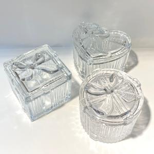 리본 유리 보석함 반려동물 유골함 메모리얼 스톤함 액세서리함 3종 (하트 사각 원형)