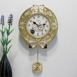 무소음 나비 로즈 금도금 주물 추벽시계 HCP-235G