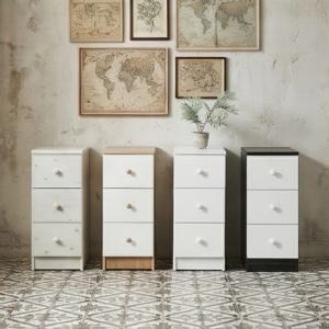 미니 3단 단추손잡이 책상높이 70cm 슬림 서랍장 300 QKGAF