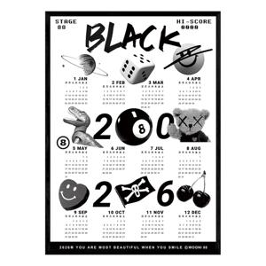 A2 포스터 달력 무채색 블랙 에잇볼 미드센추리 인테리어 유니크 스트릿 홈데코 포스터 액자