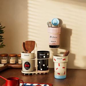 [해외] 북유럽 2구 물빠짐 수저통 조리도구 수저정리함 수저꽂이