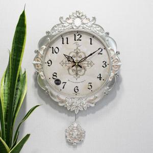 무소음 장미원 은도금 주물 추벽시계 HCP-308S