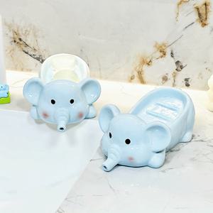 [해외] 귀여운 코끼리 물빠짐 비누받침대 도자기 비누거치대 비누홀더 인테리어 소품