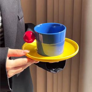 [해외] 감성 도자기 찻잔 받침 세트 홈카페 머그컵 커피잔 라떼잔 집들이선물 2colors