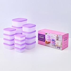 실프리저 혼합 스타터팩 16종 국산 플래티넘 실리콘 밀폐용기 밥팩 냉동 반투명 전자레인지