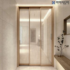 현관 중문 슬라이딩 아파트 초슬림 3연동 베젤 1300mm 패브릭 접합유리 오픈형