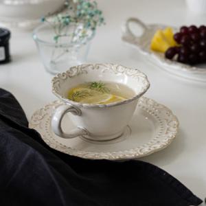 엔틱 바로크 빈티지 플레이팅 접시 수입 그릇 시리즈 커피잔세트 (225ml)