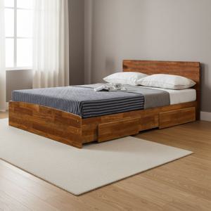 루멘 2단 수납 PVC 헤드형 침대 프레임 S/SS/D/Q