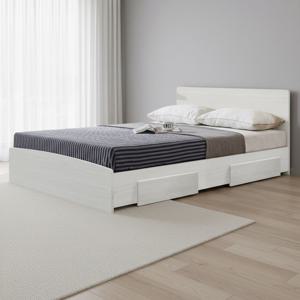 루멘 2단 수납 헤드형 침대 서랍형+단면 본넬 매트리스+발통 S/SS/D/Q