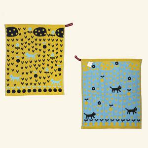 3면 순면 100%! 북유럽풍 핸드 주방타월 (새싹-옐로우)