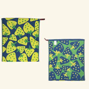 3면 순면 100%! 북유럽풍 핸드 주방타월 (딸기-옐로우)