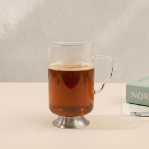 스텐 굽 손잡이 내열유리컵 500ml 홈카페 커피잔 에이드 주스잔 맥주컵