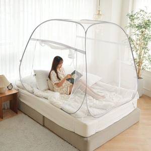 반디비 침대 원터치 모기장 텐트 사각 접이식 BM18 싱글 슈퍼싱글 + 보수패치 5p