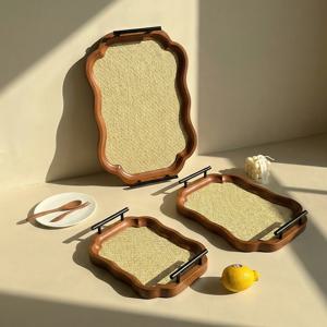 호두나무 우드 트레이 홈카페 감성 손잡이 원목 쟁반 3size