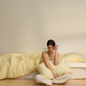 100수 무봉제 차렵이불  오브 바닐라무스