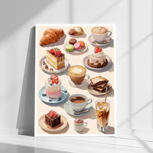 홈카페 인테리어 포스터 감성 주방 액자 디저트 커피 일러스트 포스터 00002
