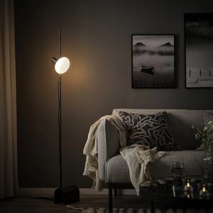 호르슬링아+몰나르트 장스탠드+LED전구 무드등 블랙/도넛 모양 오팔 화이트