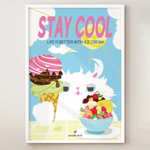 아이스크림 포스터 팥빙수 그림 카페 디저트 고양이 인테리어