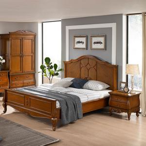 바리안 엔틱 원목 퀸침대+협탁 세트-매트리스 제외