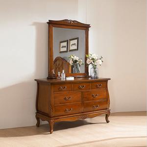 바리안 엔틱 원목 와이드체스트+거울 세트