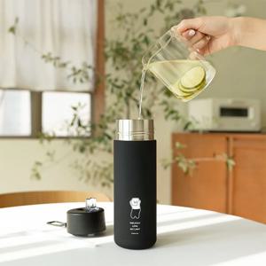 카카오프렌즈 롱바디 세라믹 스텐 텀블러 보온 보냉 빨대 슬림 물병 스트랩 물통 600ml