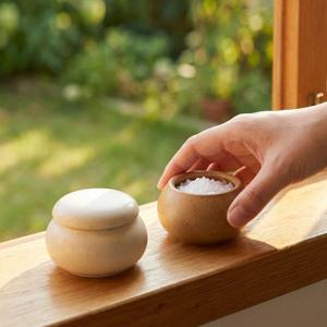 미니 현관 소금 단지 항아리 팥단지 2color 풍수 풍수지리 도자기 백자 보관 통 용기