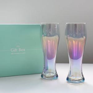 미스틱 오로라 홀로그램 비어글라스 2p 선물세트 집들이 신혼부부 선물
