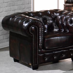 엘몬 면피 소 가죽 소파 엔틱 쇼파 1인용(다크브라운)