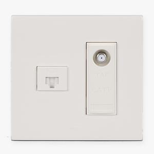 전화통신 2개용 8P+CATV 2방 인터넷 단자 아펠라 화이트