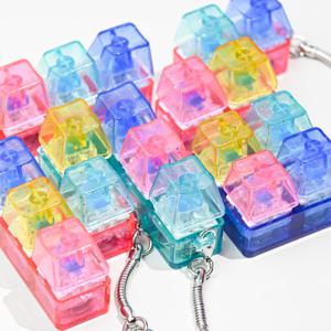 LED 글리터 테트리스 키캡 딸깍이 키링 세트 키보드 열쇠고리 피젯토이