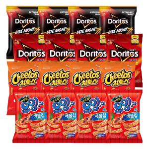 오잉 해물칩 x4개+도리토스 2종(양념갈비,치즈)x4개+치토스 바베큐 x4개