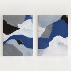 힐링 코지 인테리어 액자 캔버스 두꺼비집 가리개 블루 /3.5cm