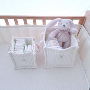 줄누빔 사각 기저귀 바구니 아기 장난감 정리함 보관함 패브릭 수납