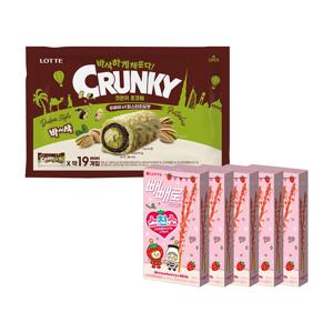 두쫀쿠 크런키 초코바 두바이ST 피스타치오맛 285g x1개+딸기 빼빼로 37g x5개