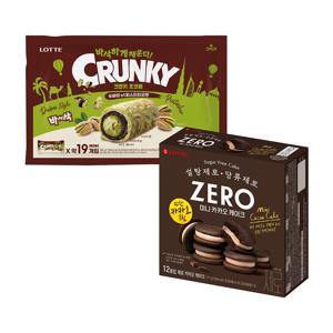 두쫀쿠 크런키 초코바 피스타치오맛 285g x1+제로 카카오케이크 171g x1