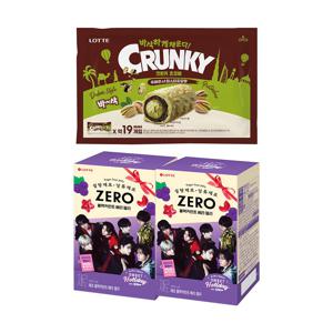 두쫀쿠 크런키 초코바 피스타치오맛 285g x1+제로 블랙커런트베리 젤리 154g x2