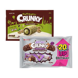 두쫀쿠 크런키 초코바 피스타치오맛 285g x1개+크런키 더블크런치바 미니 513g x1