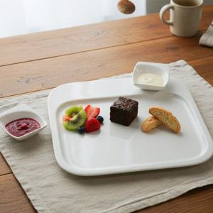 라크 포셀린 호텔 접시 화이트 스퀘어 플랫 플레이트 소스볼 3P 세트