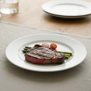라크 포셀린 호텔 접시 화이트 라인 플랫 디너 원형 플레이트 27cm 1P