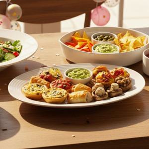 라크 포셀린 호텔 접시 화이트 라인 타원 오발 플레이트 32cm 1P