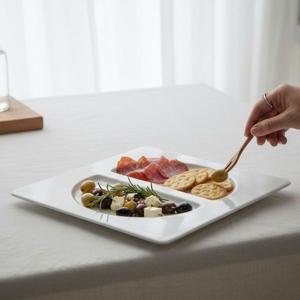 라크 포셀린 호텔 접시 화이트 반달 스퀘어 플레이트 30cm 1P