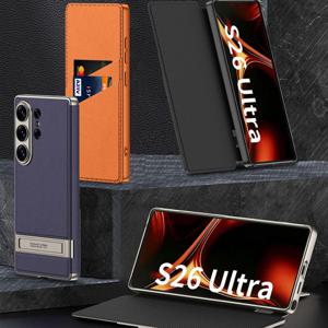 갤럭시 S26 울트라 케이스 외부 카드수납 가죽 메탈 플립