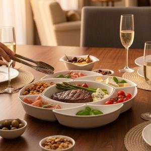 라크 포셀린 호텔 접시 안주 플레이트 칩앤딥 치즈 플래터 7P 세트(분리형)