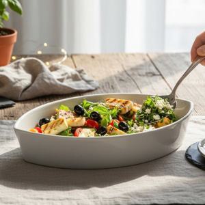 라크 포셀린 호텔 접시 화이트 타원 오발 볼 플레이트 1P