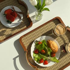 호두나무 우드 트레이 홈카페 감성 클래식 손잡이 원목 쟁반 2size