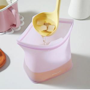 이지 실리콘 스퀘어 지퍼백 3P세트 4color 스탠딩 냉장냉동 보관용기