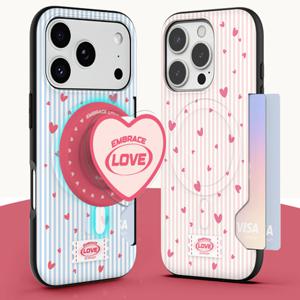 스몰 하트 패턴 투카드 맥세이프 힙한 러블리 범퍼 휴대폰 케이스